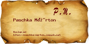 Paschka Márton névjegykártya
